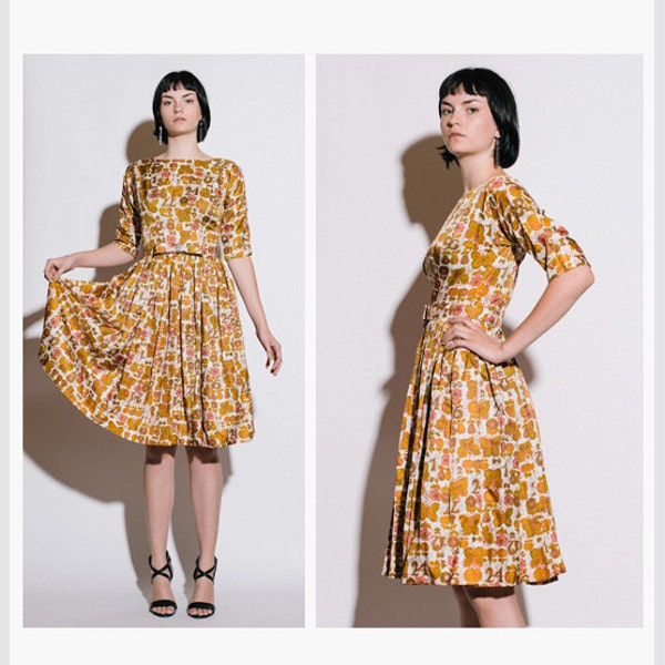 Butterfly1960s Dress . Novelty Print Midi . 60s Cocktail Party