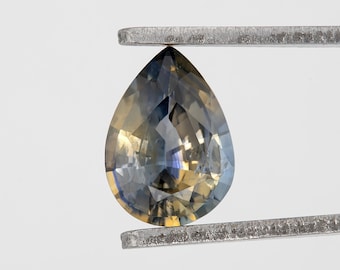 0.84 Ct Pear Cut Bicolor Sapphire | Natural Untreated Blue Champagne Yellow Gem | Eye Clean Teardrop Stone for Fine Jewelry