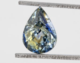 Bicolor – Blue & Yellow | Natural Sapphire 1.41 Ct | Pear Cut Heated Ceylon Gemstone | Eye Clean Loose Stone for Fine Jewelry Design