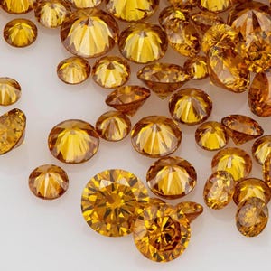 1pcs Cognac Diamond 1.3mm–2.5mm | Fancy Vivid Red-Orange Melee Round Cut | Untreated Natural Accent Stone for Jewelry Design
