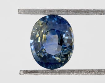 1.40 Ct Bicolor Natural Sapphire | Blue & Champagne Yellow Oval Cut | Untreated Eye Clean Gemstone for Rings and Fine Jewelry