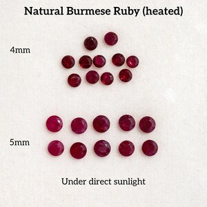 Lotto di rubini birmani naturali: disponibili nelle misure da 4 mm e 5 mm - Prezzo al carato per autentiche gemme rosse provenienti dalla Birmania.