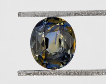 Bicolor – Deep Blue & Smoky White | Natural Sapphire 1.28 Ct | Oval Cut Untreated Ceylon Loose Gemstone | Eye Clean Rare Stone for Jewelry