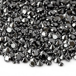 Top AAA Grade Natural Black Diamonds - 0.8mm to 3.0mm, Calibrated Round Brilliant, Jewelry Making, Color Enhanced, Jet Black (5 Pcs)