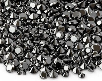 AAA Grade Jet Black Diamonds: Round Brilliant Cut (5 Pcs)