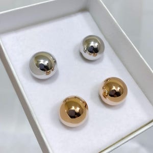 Silver Chunky Ball Earrings, Big Sterling Ball Earrings, Large Silver Sphere Earrings, Simple Sphere Earrings