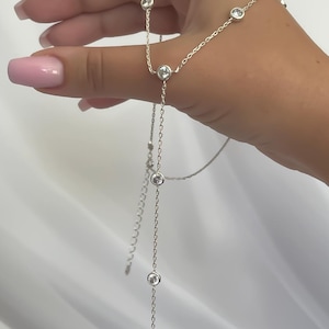 Long Lariat Necklace, Delicate Y necklace, Simple Y Necklace, Elegant Necklace, Long Y Chain, Bridal Gift