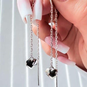 Sterling Silver Threader Earrings,  Pull Through Drop Earring, Silver Ear Threader, Chain Earrings