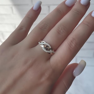 Twisted Rope Wedding Band, Braided Ring Band, Twisted Braided Infinity Design 925 Sterling Silver, Infinity Wedding Ring