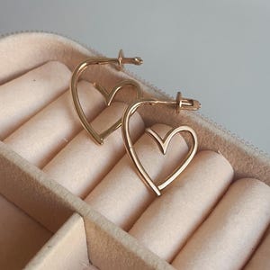 Dainty Open Heart Studs Earrings, Silver Hollow Heart Studs, Small Stud Heart Earrings, Silver Flat Heart Earring, Minimalist Heart Earrings