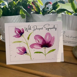 Carte de sympathie - carte de voeux florale aquarelle peinte à la main