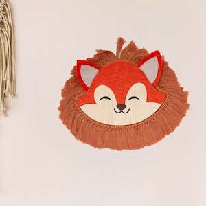 Wooden Fox Wall Decor - Handmade Woodland Nursery Art - Boho Fox Kids Room Decoration - Rustic Animal Wall Hanging Gift