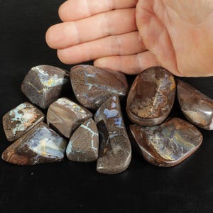 10 kleine gepolijste kei-opaalmineraalmonsters | Handgepolijst | Tactiel | Bestelling bevat hoogwaardige A6-displaykaart met productinformatie