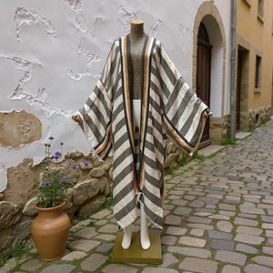 African Print Boho Maxi Kimono | Chic Beach Cover Up Swimsuit Coverup | Summer Vacation Resort Wear | Elegant Long Stripe Kimono Cardigan