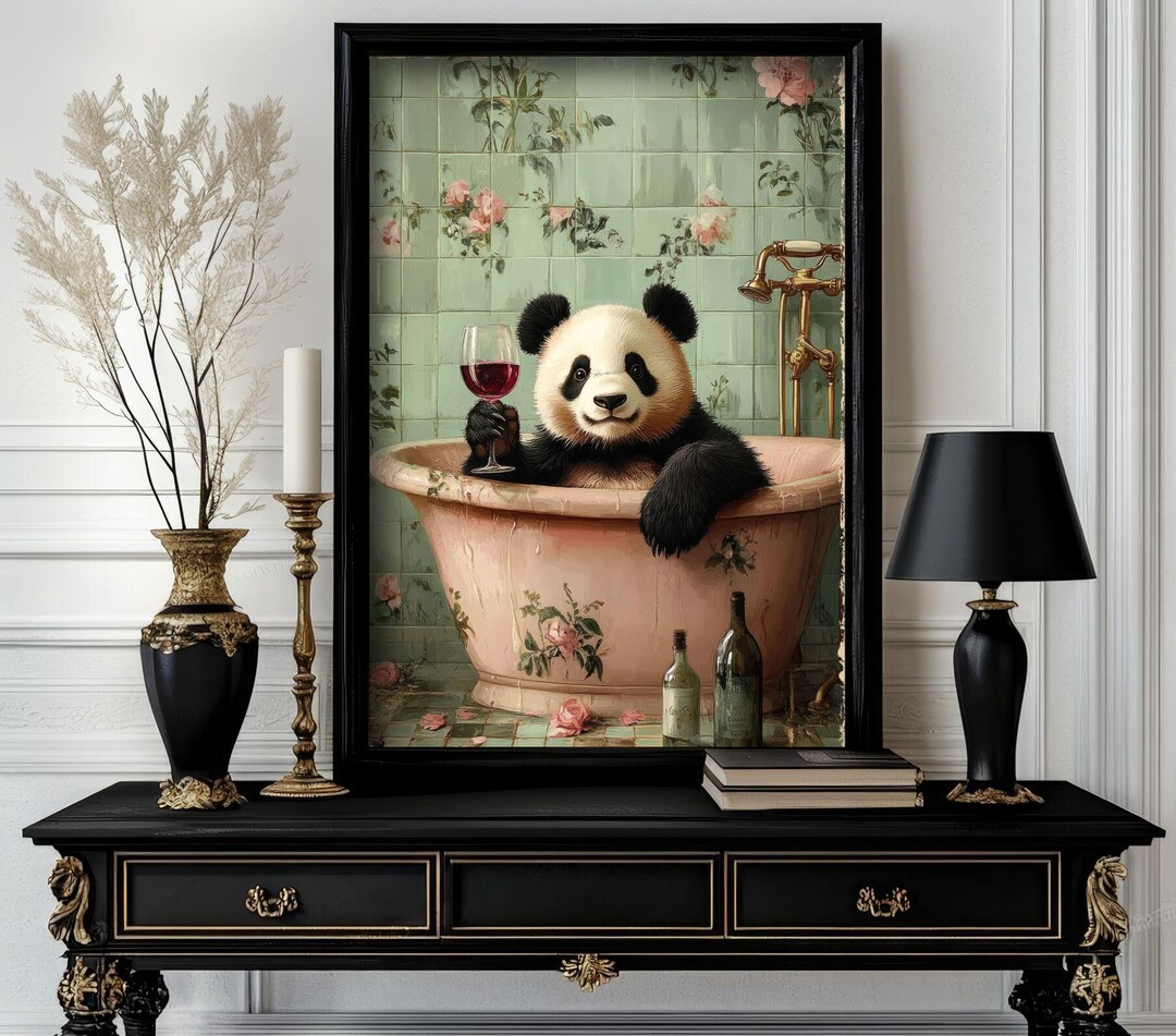 Funny Bathroom Panda Poster – Animal on Toilet Wall Art – Gag Gift for ...