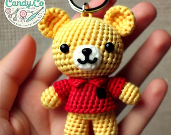 くまのプーさんのかぎ針編みパターン：あみぐるみクマのキーホルダー