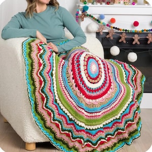 Crochet Colorful Round Blanket Pattern Tutorial Pdf Download INTERMEDIATE