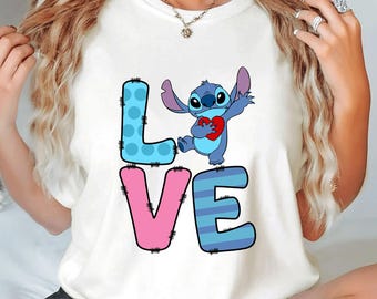 Stitch Love Shirt, Cute Stitch TShirts, Lilo and Stitch T-shirt, Stitch lovers gift, stitch the alien shirt