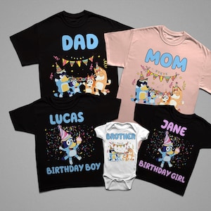 Bluey Family Birthday T-shirt, Personalized Bluey Birthday Shirt, Bluey Family Matching Shirt, Bluey Birthday Party Shirt