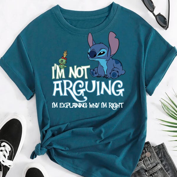 Camiseta de Stitch no discutiendo, camisetas divertidas de Stitch, camiseta de Stitch, camiseta de Disney Stitch para niños pequeños, camiseta de Lilo y Stitch