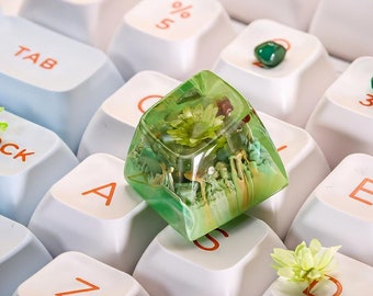 Handcrafted Green Agate Resin Keycap - Unique Keycaps for Her, Custom Keycaps, Artisan Keycap, Green Agate Keycaps, SA Profile Keycaps