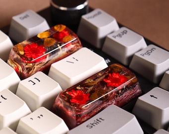 Resin Artisan Keycap Set: Enter & Backspace with Flowers, SA Profile