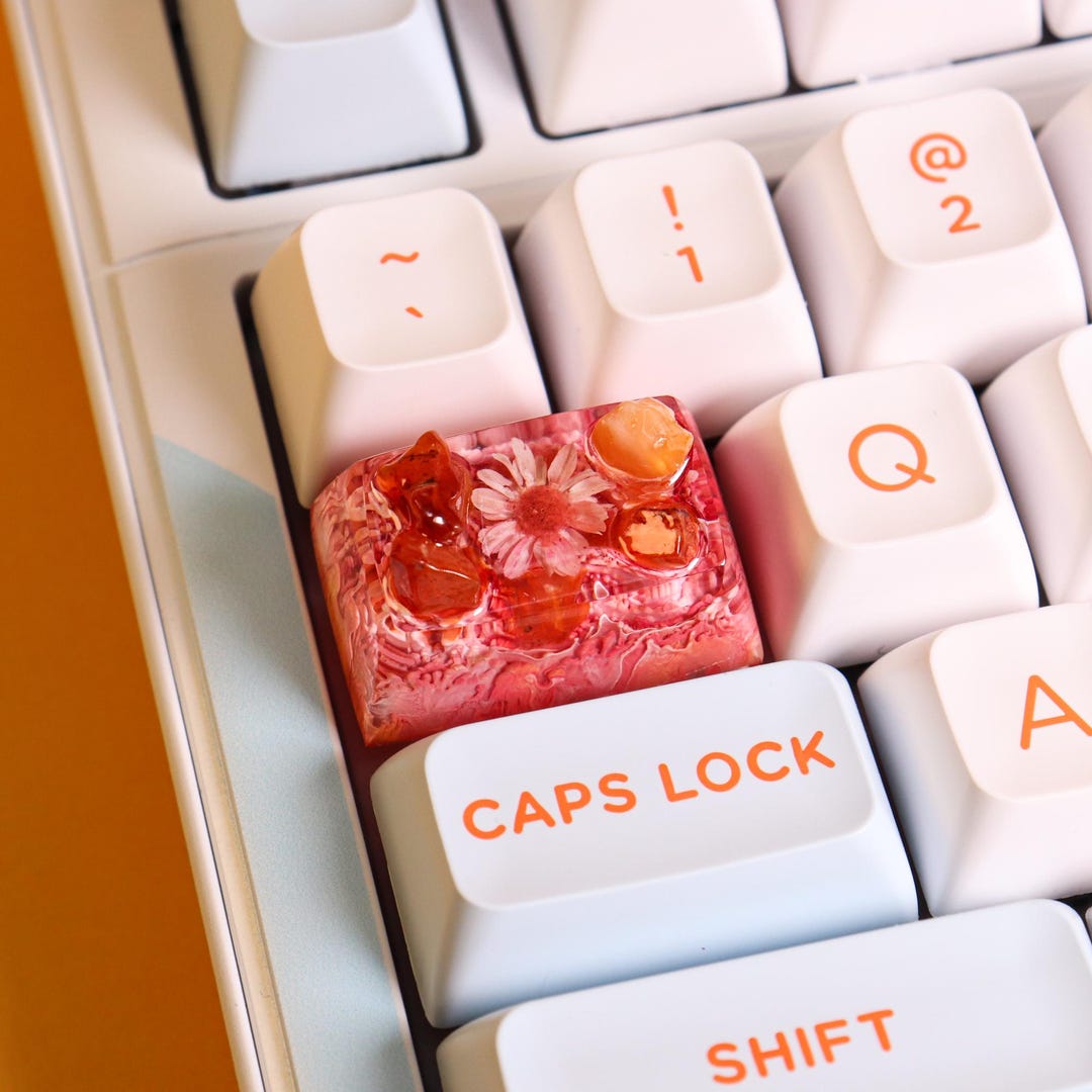 Carnelian Keycap, Artisan Resin Keycap With Real Flowers, Handmade ...