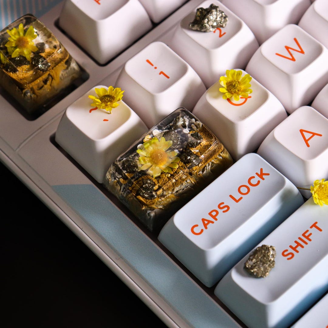 Handcrafted Artisan Tab Keycaps Sets With Genuine Pyrite Mineral ...