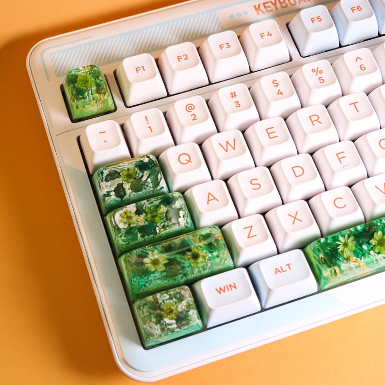 Unique Artisan Resin TAB Keycap – Green Agate Gemstone & Natural ...