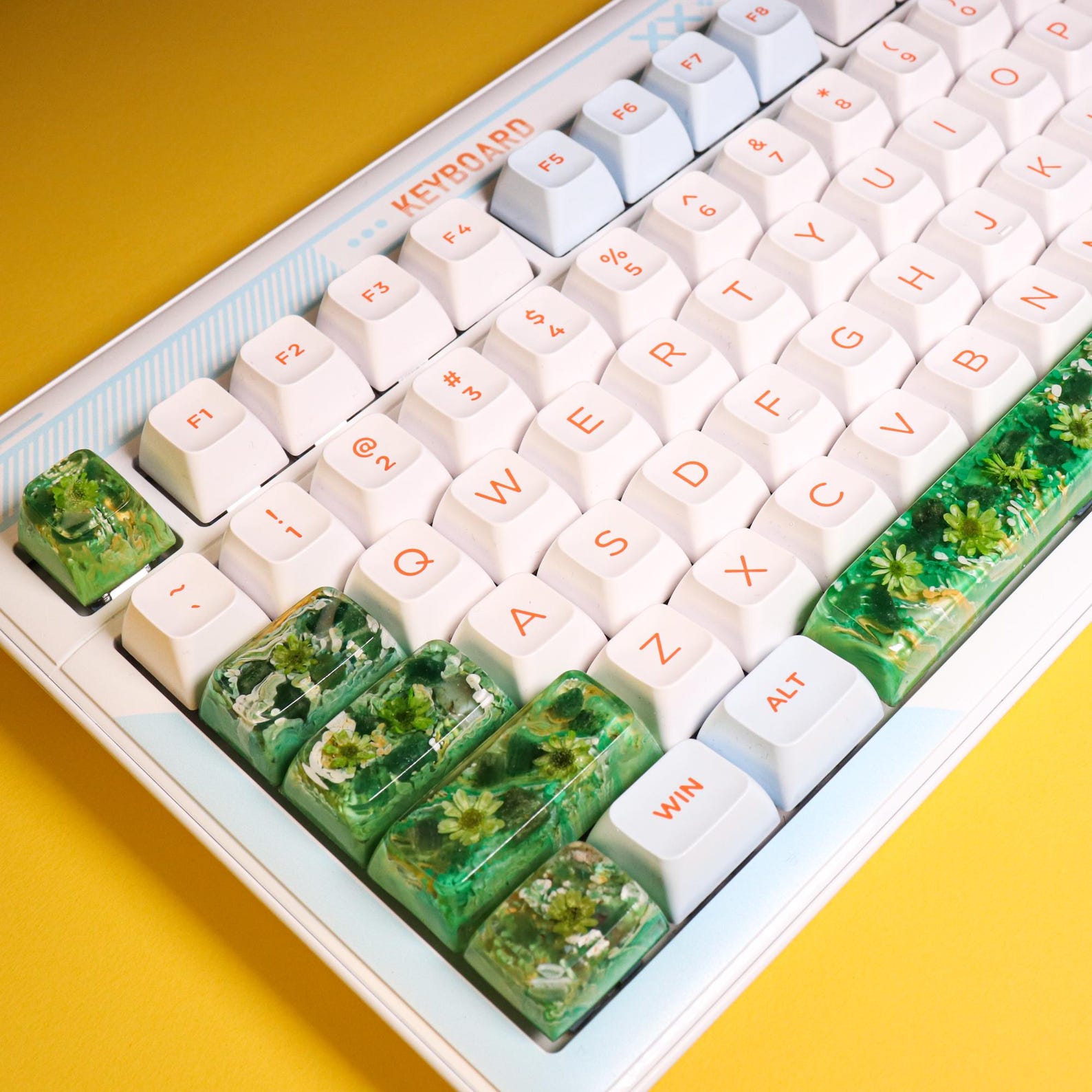 Unique Artisan Resin TAB Keycap – Green Agate Gemstone & Natural ...