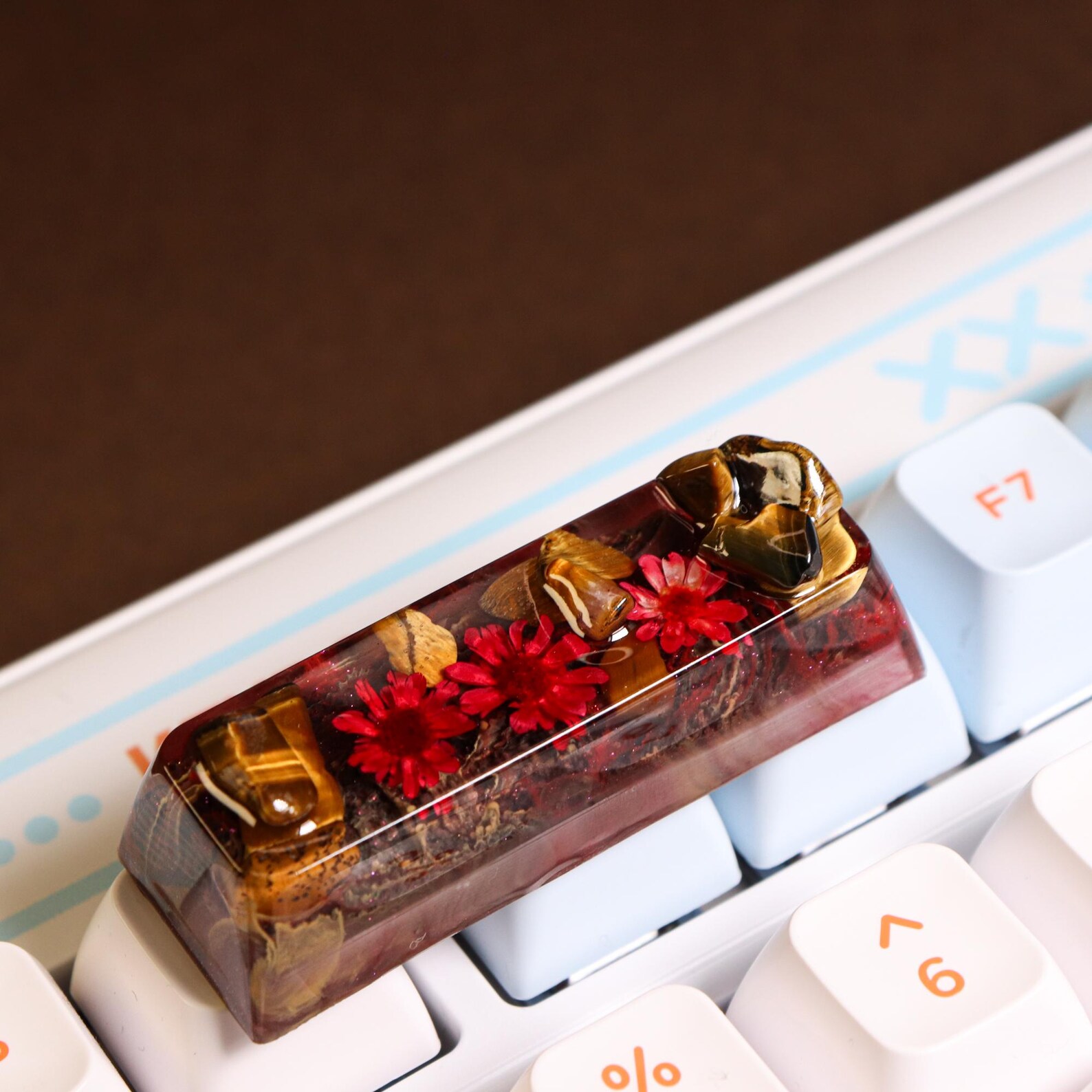 Handmade Resin Artisan Keycap – Custom MX Cherry Keycaps With Tiger Eye ...