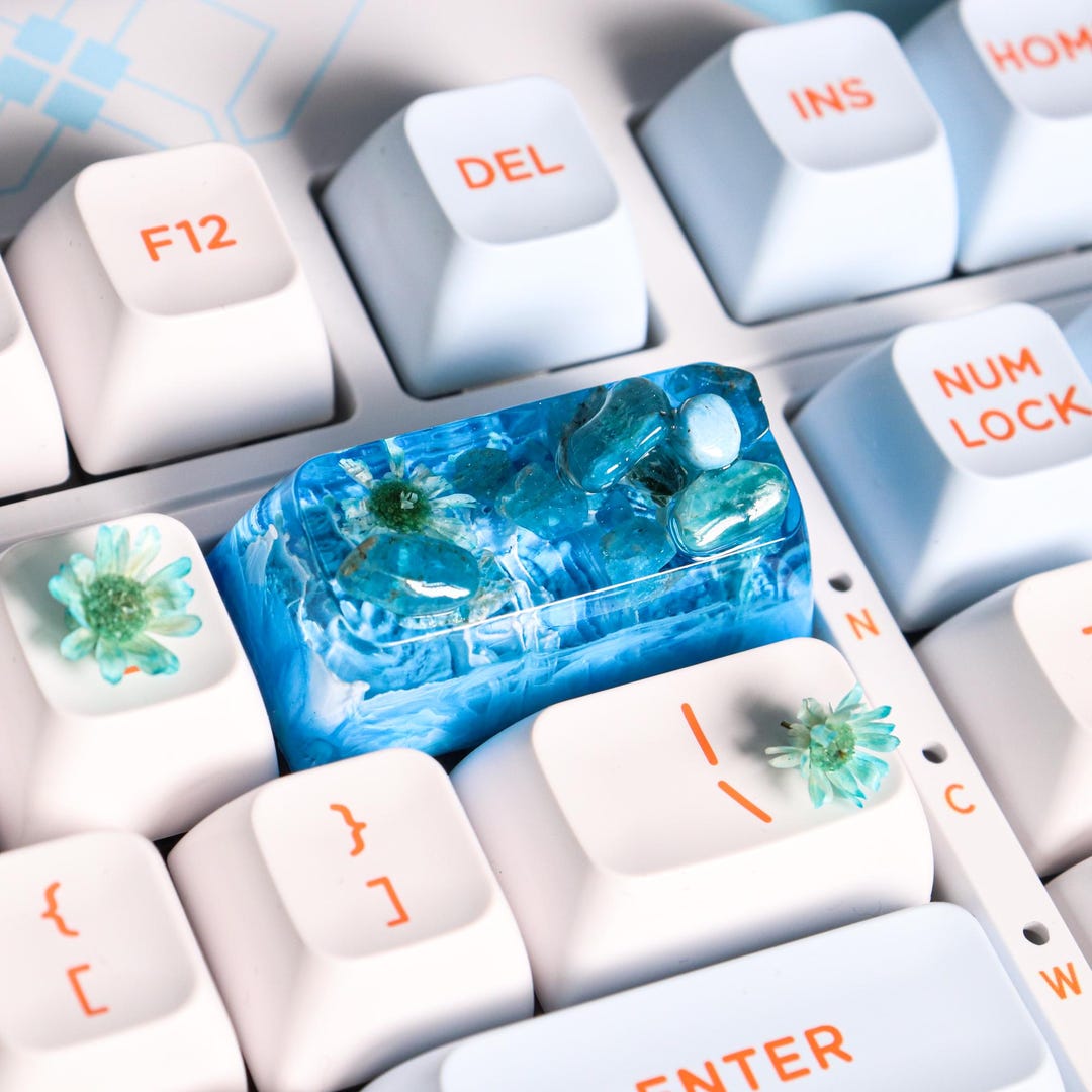 Artisan Resin Keycap, Keycap With Crystal and Plant, Handmade Nature ...