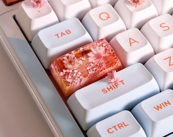 Handcrafted Caps Lock Artisan Keycap with Carnelian Crystal, Custom Resin Keycap, 1.75U Keycap, Keycaps Set, SA Keycap, Birthday Gift