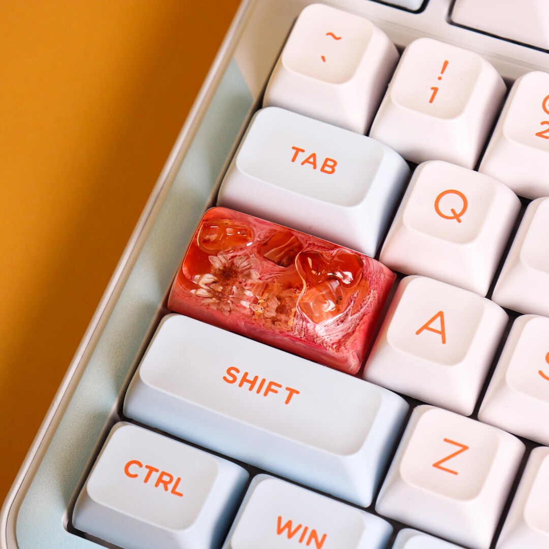 Carnelian Keycap, Artisan Resin Keycap With Real Flowers, Handmade ...