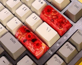 Artisan Enter & Backspace Keycap Set, Crystal, Natural Flowers, Custom Resin Keycaps, Handmade SA Profile, Cherry MX Key caps, Gaming Gift