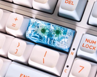 Artisan BackSpace Keycap With Flower And Crystals, Handmade Resin Keycaps Set, Birthday Gift, SA Profile Key caps, Cherry MX Keyboard Keycap