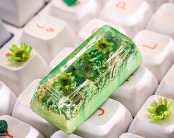 Artisan SA Shift Keycap with Natural Green Agate, Custom Keycaps, Resin Keycaps, Green Keycaps, Custom Keycaps Cute, Handmade Gift