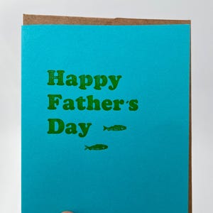 Happy Father's Day Letterpress Grußkarte mit Fisch; Fischer Papa Karte