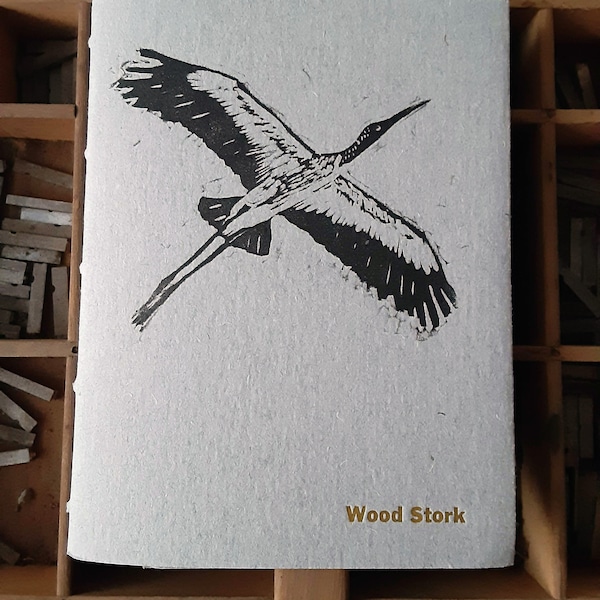 Gulf Coast Bird Soft Notebook, Journal, Sketchbook; Letterpress and linoleum cut