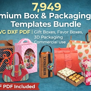 7,949 Premium Box & Packaging Templates Bundle | SVG DXF PDF | Gift Boxes, Favor Boxes, 3D Packaging | Commercial Use