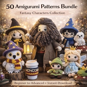 50 Amigurumi Crochet Patterns Bundle – Fantasy Characters, Dolls & Cute Creatures – PDF Tutorial – Beginner to Advanced – Instant Download