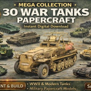 30 modelos de tanques de guerra en papel | Megacolección militar | Tanques de la Segunda Guerra Mundial y modernos | PDF imprimible | Descarga digital instantánea