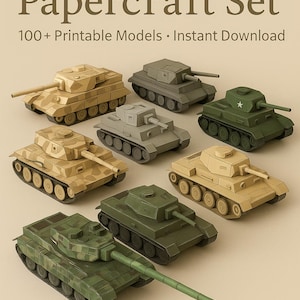 Paper Craft Pack with 100 Different Tank Models Papercraft – Printable Model | Paper Toy | Instant Download Paper Template