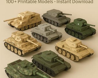 Paper Craft Pack with 100 Different Tank Models Papercraft – Printable Model | Paper Toy | Instant Download Paper Template