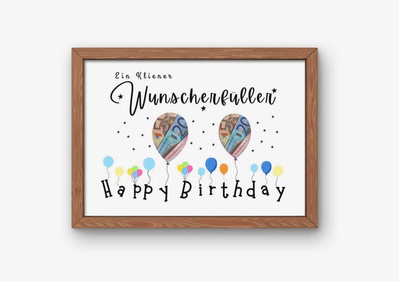 Wunscherfüller Geldgeschenk Vorlage Geburtstag | Geld kreativ verschenken | Druckvorlage PDF | DIY Last Minute Geschenkidee | DIN A4