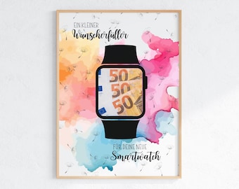 Geldgeschenk Smartwatch Gutschein | Printable PDF A4/A5 Vorlage | Digital Download Geschenkidee