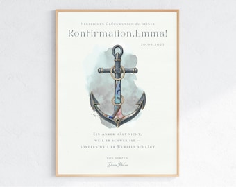 Konfirmation Geldgeschenk Anker personalisiert | Firmung Jugendweihe Geschenk | Patenkind | DIN A4/A5 PDF zum Ausdrucken