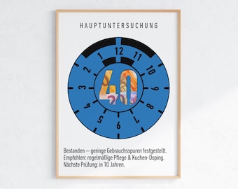 40. Geburtstag Mann Geldgeschenk Lustig | TÜV Plakette Sofort Download | Geburtstagsgeschenk DIY | Last Minute A4 PDF