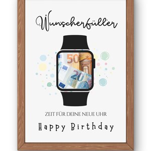 Geldgeschenk Smartwatch Geburtstag PDF | Wunscherfüller Uhr Gutschein A4 A5 | Geldgeschenk zum Ausdrucken image 4