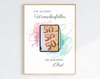 Geldgeschenk Tablet Gutschein iPad | Printable PDF Vorlage A4 A5 | Digital Download Geschenkidee Kreativität